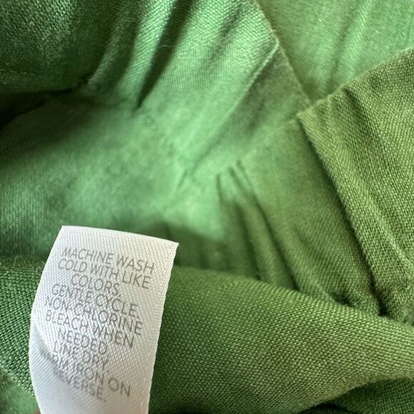 J.Jill Stretch Linen Trouser Pull On Flat Front Split Hem in Moss Olive M - Picture 9 of 9